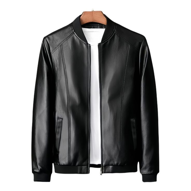 Men’s Black Rexine Bomber Jacket – Indus Garments