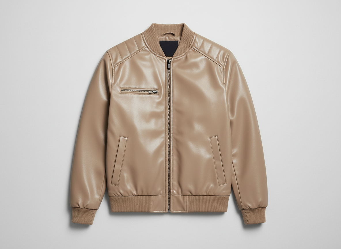 Beige leather jacket product photo