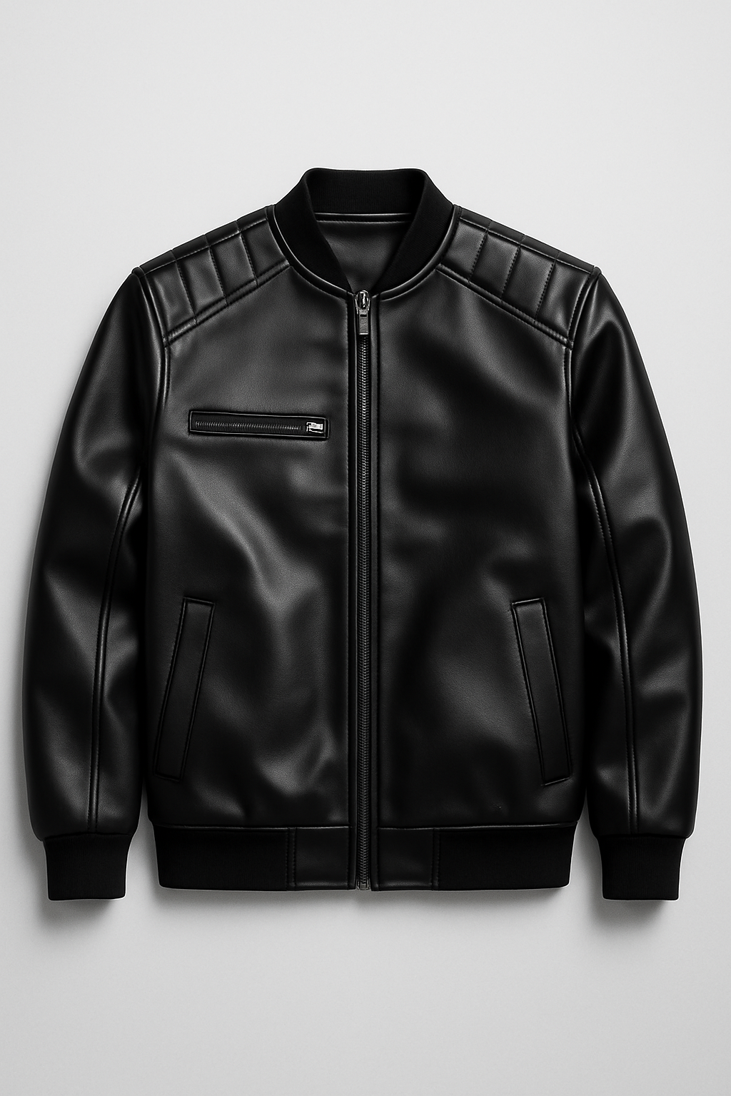 Professional Black Leather Jacket Product Photo