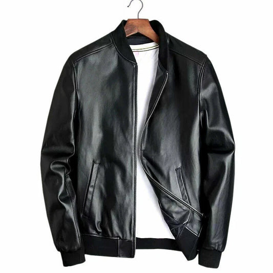 Men’s Black Rexine Bomber Jacket – Indus Garments