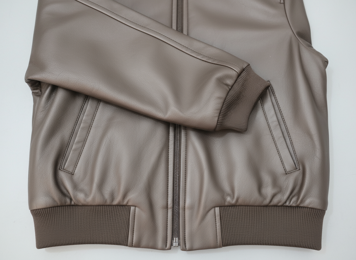 Waistband and cuff detail in medium brown